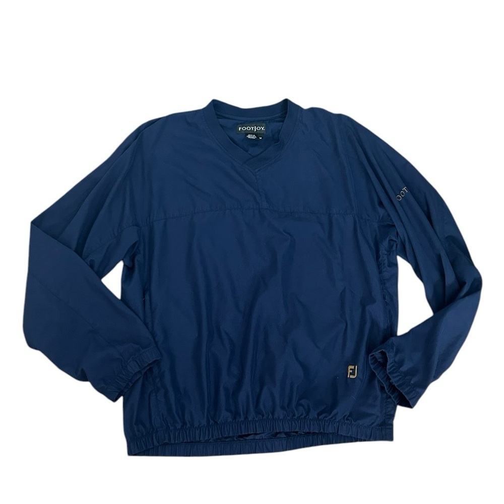 Footjoy Navy Windbreaker V-Neck Lightweight Pullover Golf Rain Jacket Mens Med